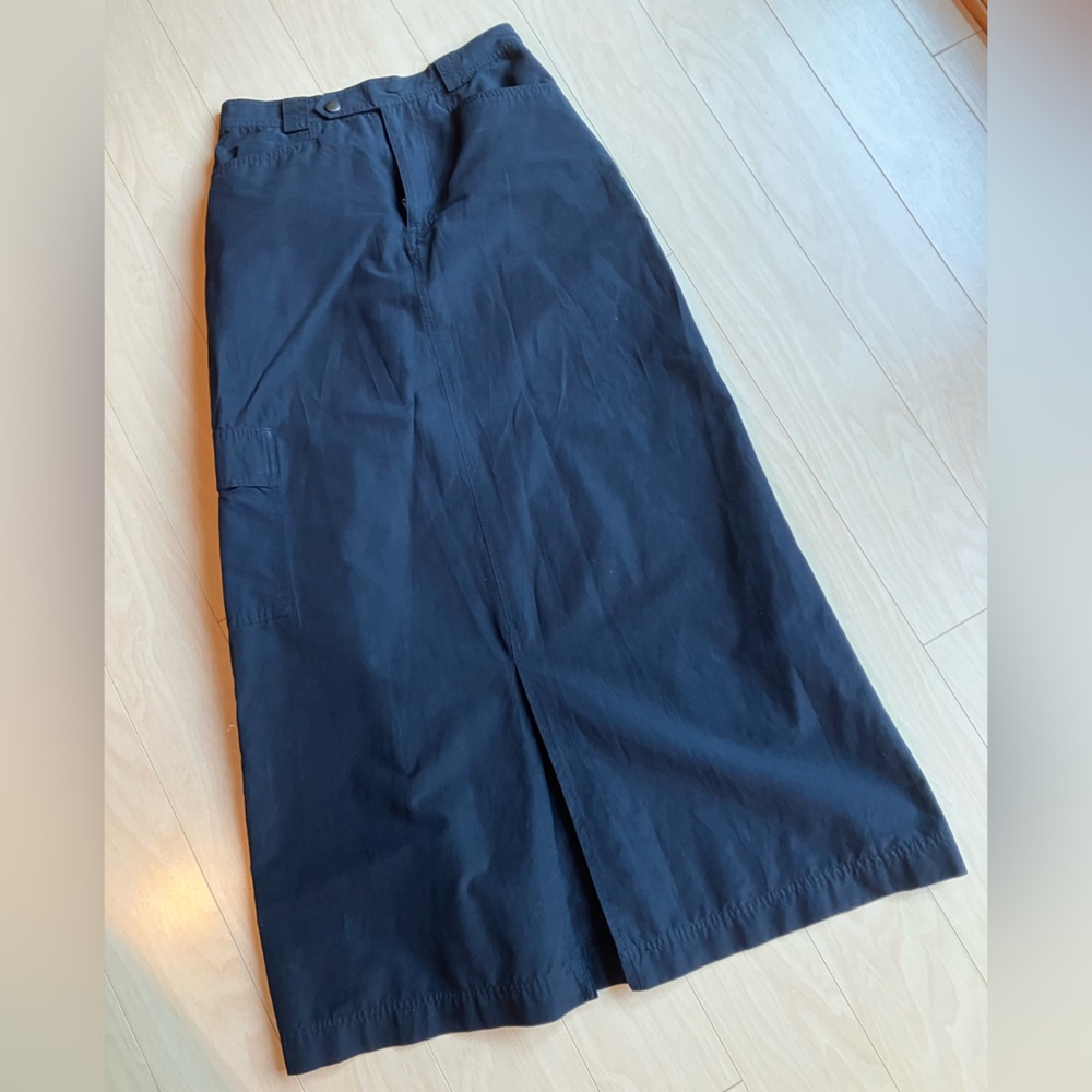 Black Cargo Skirt with Front Slit